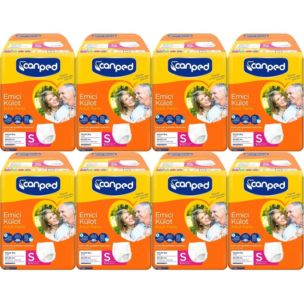 Canped Emici Külot Hasta Bezi S-Küçük Small 72 Adet (8PK*9)