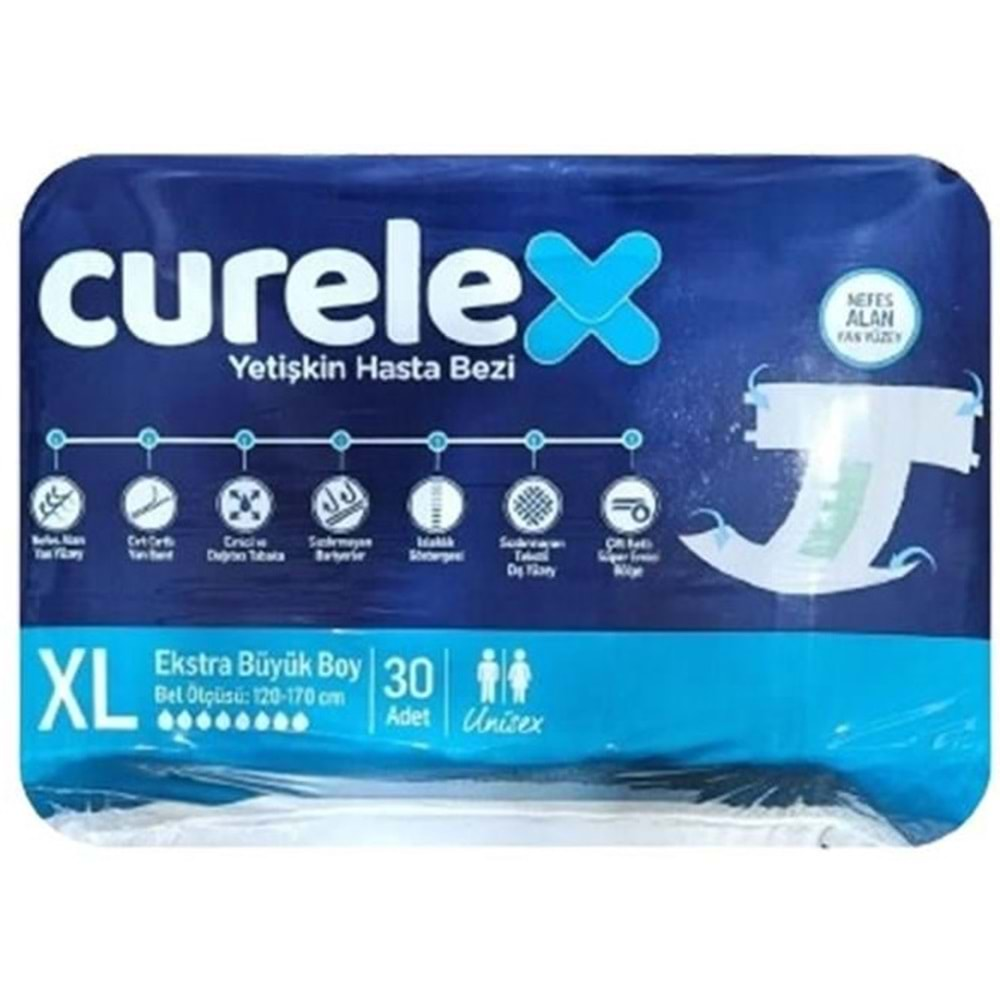 Curelex Hasta Bezi Yetişkin Bel Bantlı Tekstil Yüzey XL-Extra Large Boy 90 Adet Tekli Pk (3PK*30)