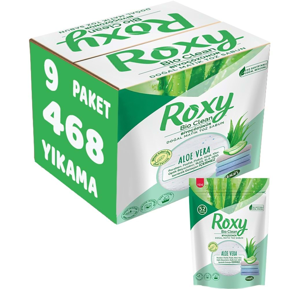 Dalan Roxy Bio Clean Matik Sabun Tozu 1.6Kg Aloe Vera (9 Lu Set) (468 Yıkama)