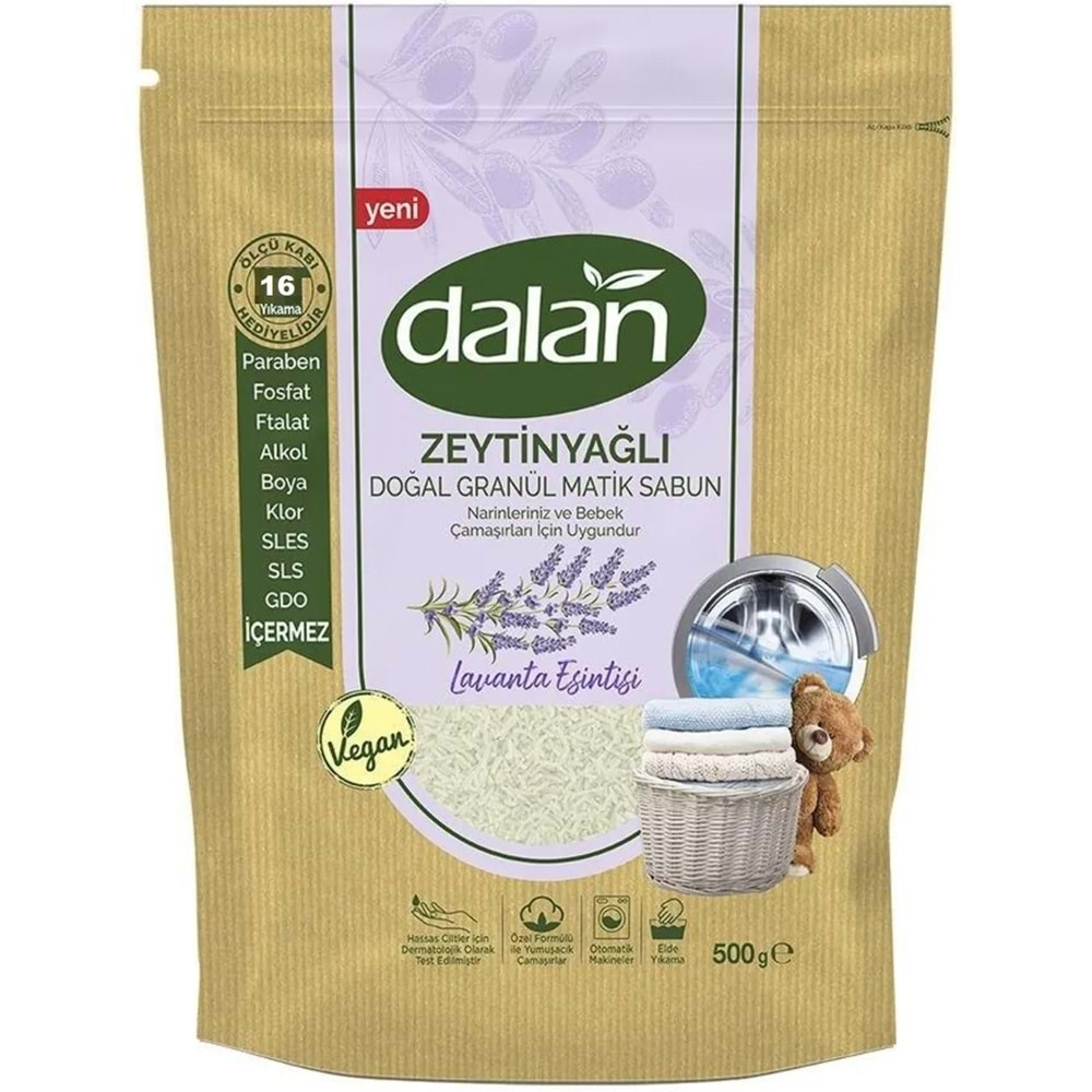 Dalan Doğal Granül Sabun Tozu 500GR Lavanta Esintisi (Doğal Bebekler İçin) (2 Li Set) (32 Yıkama)