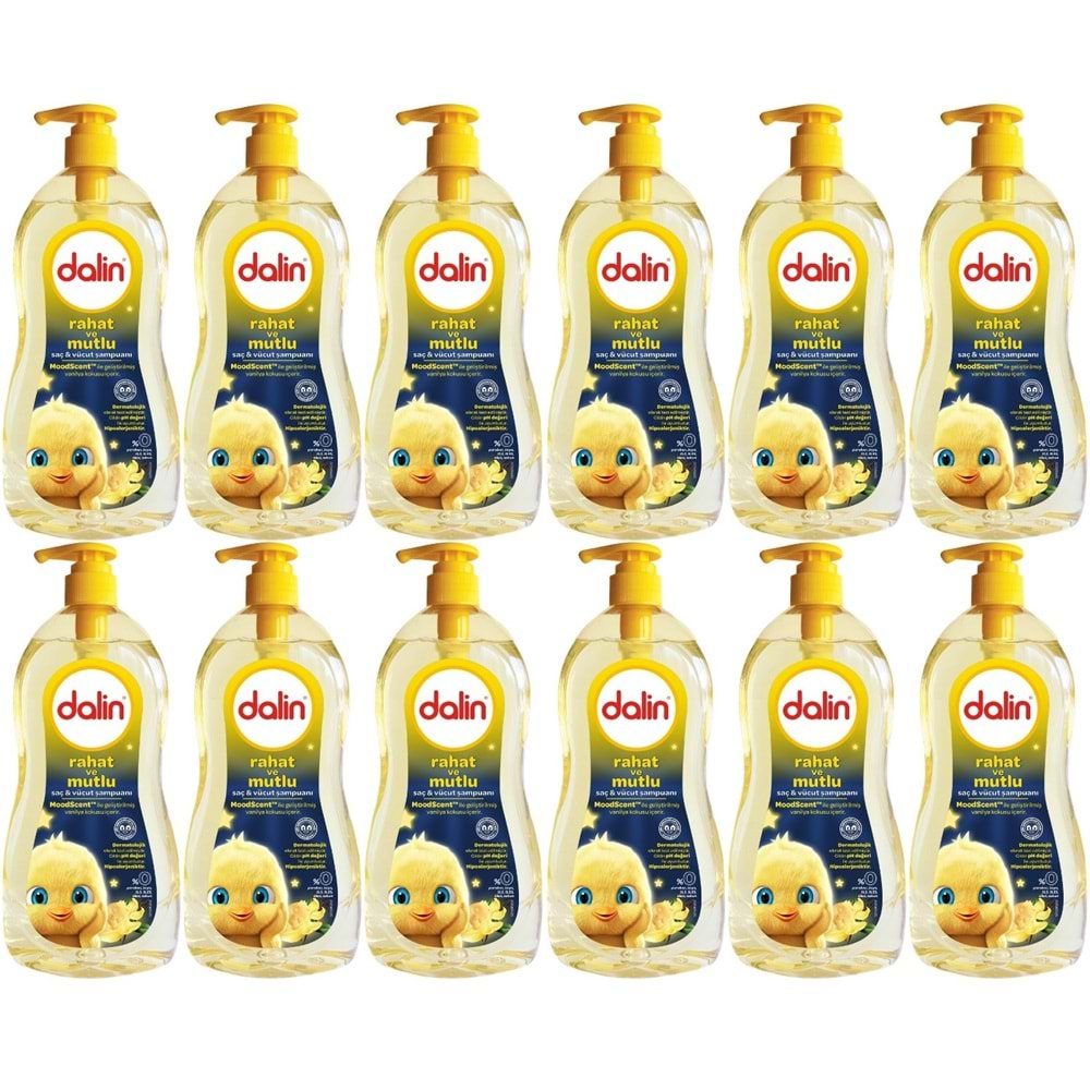 Dalin Bebek Saç ve Vücut Şampuanı 700ML Rahat ve Mutlu Pompalı (12 Li Set)