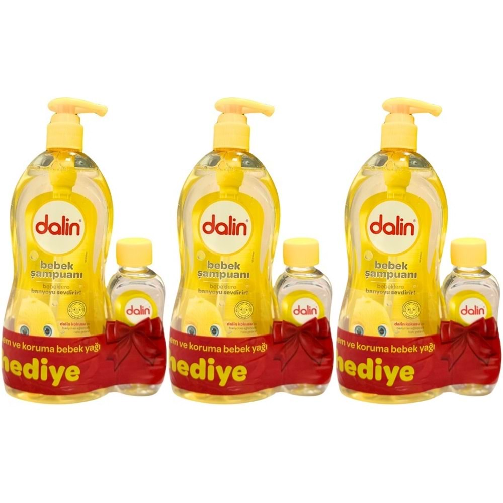 Dalin Bebek Şampuanı Klasik 700ML Pompalı + Bebek Yağı Hediye 100ML (Nem Koruma) (3 Lü Set)