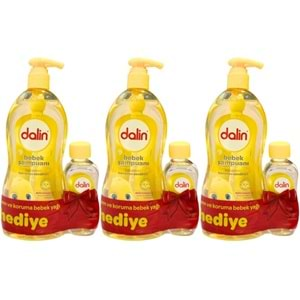 Dalin Bebek Şampuanı Klasik 700ML Pompalı + Bebek Yağı Hediye 100ML (Nem Koruma) (3 Lü Set)