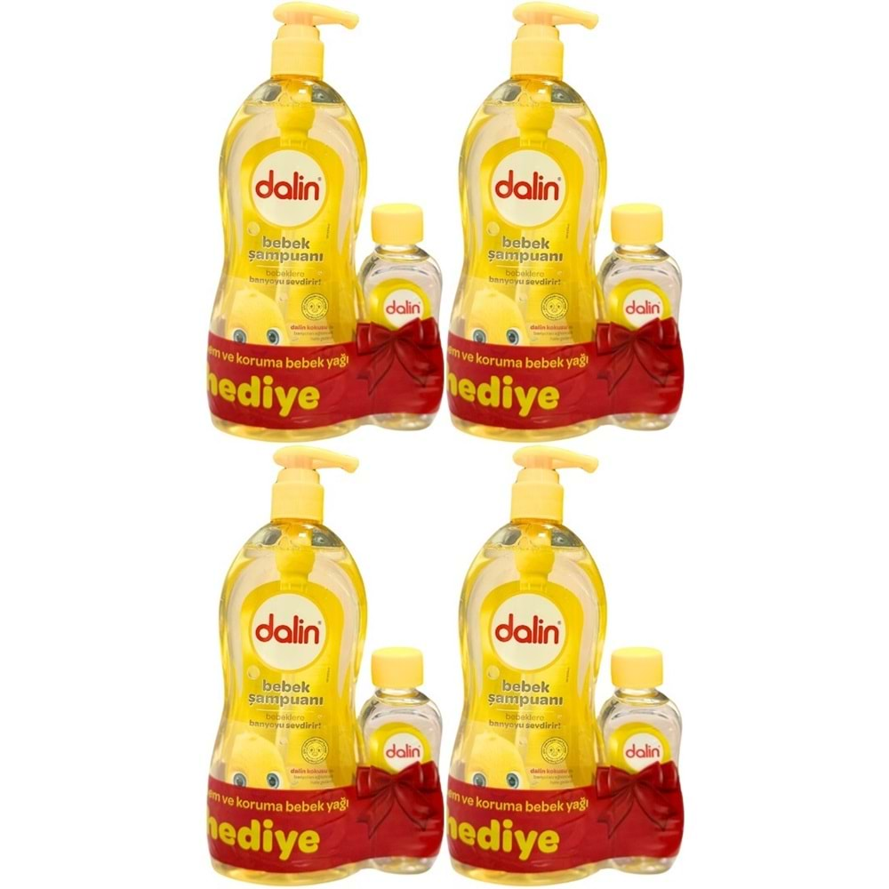 Dalin Bebek Şampuanı Klasik 700ML Pompalı + Bebek Yağı Hediye 100ML (Nem Koruma) (4 Lü Set)