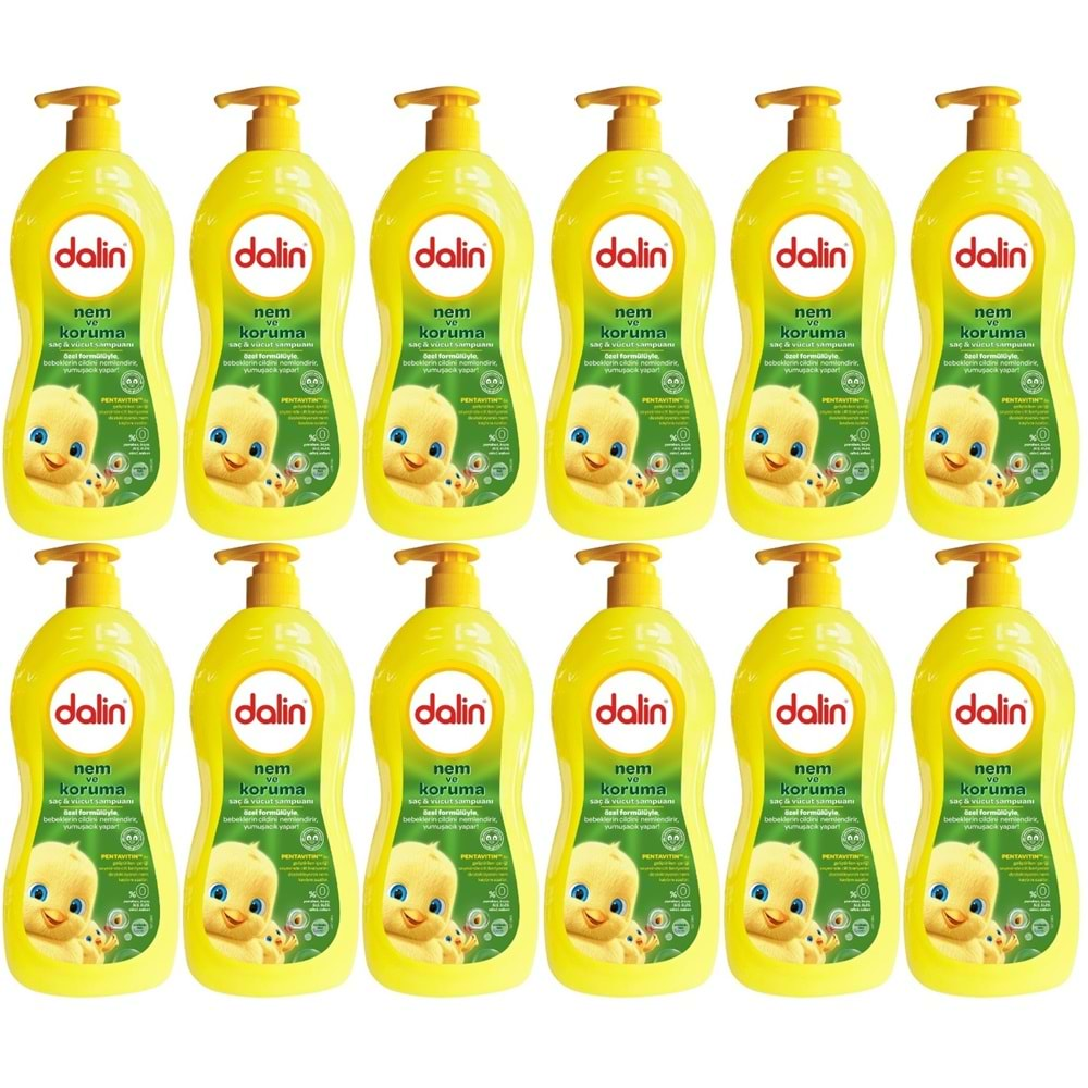 Dalin Bebek Saç & Vücut Şampuanı 700ML Nem ve Koruma Avakado Özlü (Pompalı) (12 Li Set)