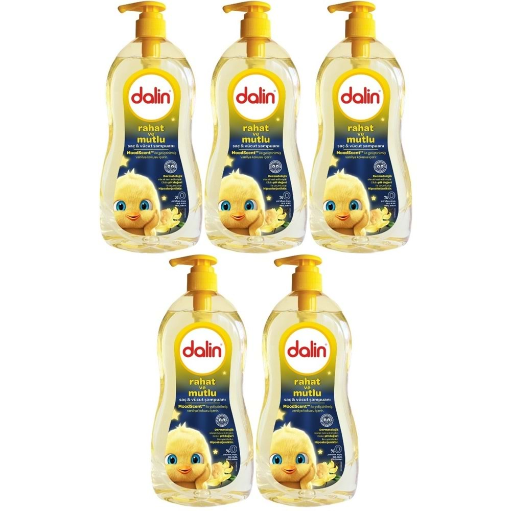 Dalin Bebek Saç ve Vücut Şampuanı 700ML Rahat ve Mutlu Pompalı (5 Li Set)