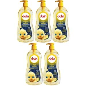 Dalin Bebek Saç ve Vücut Şampuanı 700ML Rahat ve Mutlu Pompalı (5 Li Set)