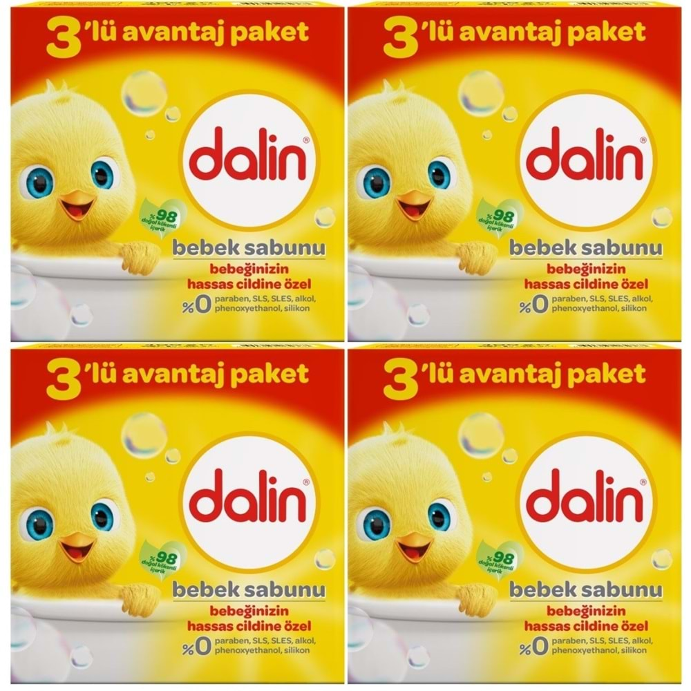 Dalin Bebek Sabunu 100GR (12 Li Set) Hassas Ciltler İçin Kutu (4PK*3)