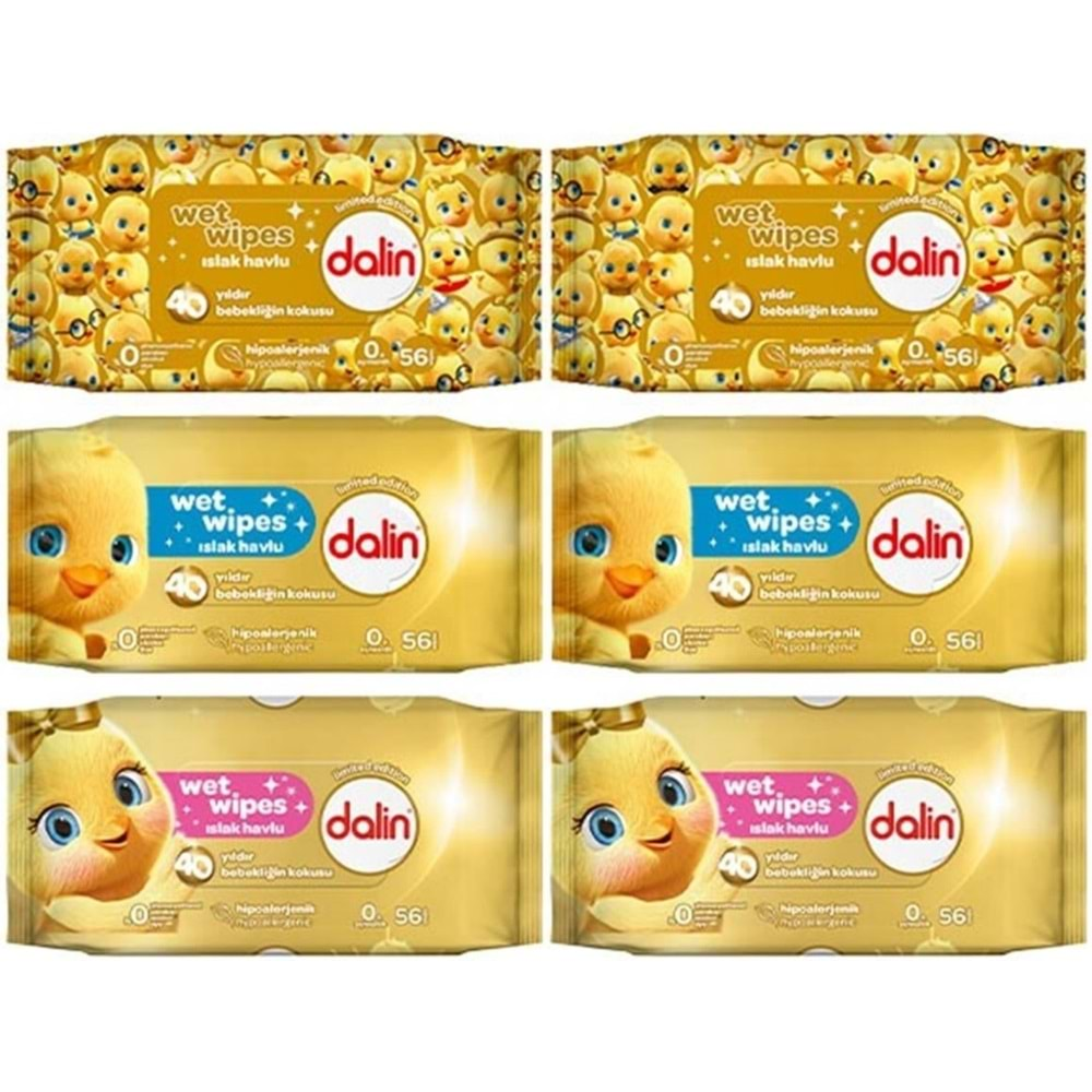 Dalin Cep Islak Havlu Mendil Hijyenik 15 Yaprak (40.Yıl Özel Seri) 6 Lı Set (2PK*3) 90 Yaprak