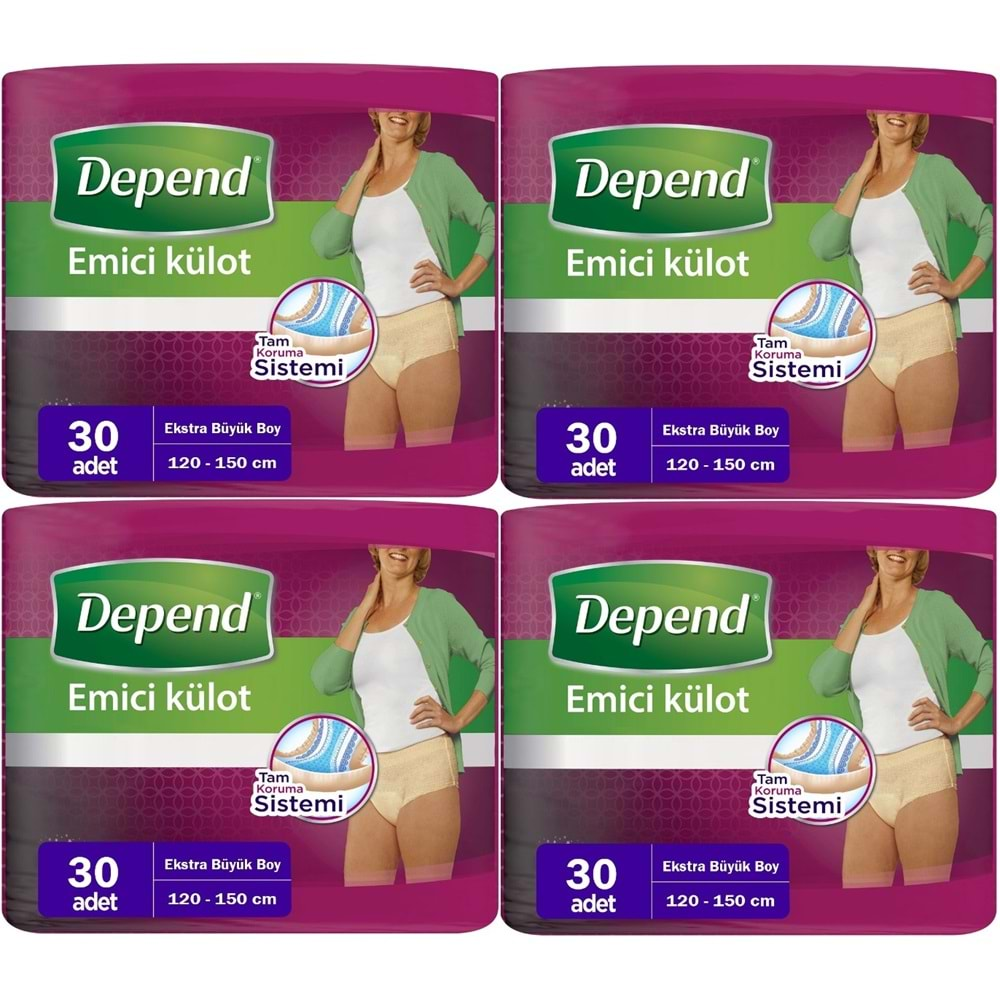 Depend Emici Külot Hasta Bezi XL - Extra Büyük Kadın 120 Adet (4PK*30)