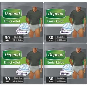 Depend Emici Külot Hasta Bezi Large - Büyük Erkek 120 Adet (4PK*30)