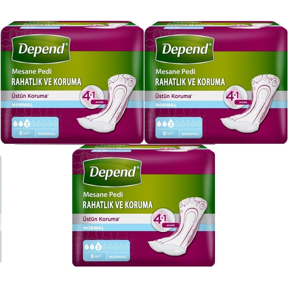 Depend Mesane Pedi Normal Rahatlık ve Koruma 24 Adet (3PK*8)