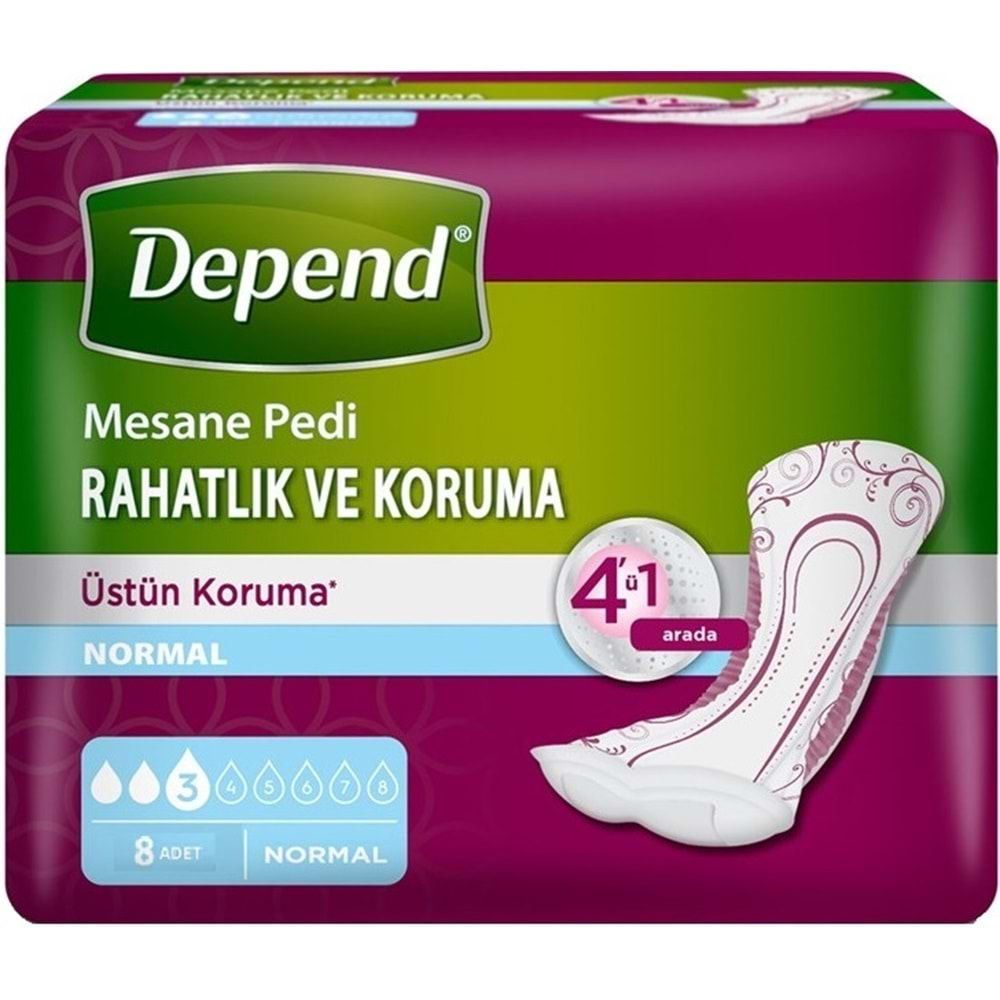 Depend Mesane Pedi Normal Rahatlık ve Koruma 24 Adet (3PK*8)