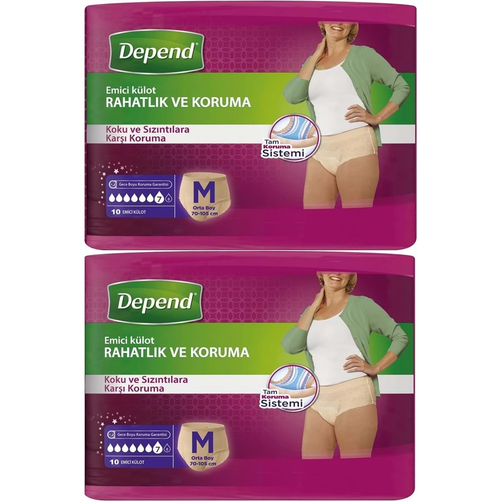 Depend Emici Külot Hasta Bezi Medium - Orta Kadın 20 Adet (2PK*10)