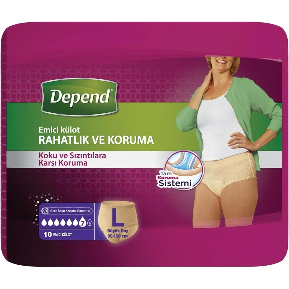 Depend Emici Külot Hasta Bezi Large - Büyük Kadın 20 Adet (2PK*10)