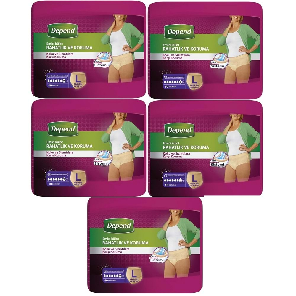 Depend Emici Külot Hasta Bezi Large - Büyük Kadın 50 Adet (5PK*10)