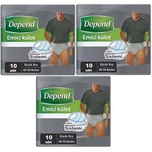 Depend Emici Külot Hasta Bezi Large - Büyük Erkek 30 Adet (3PK*10)