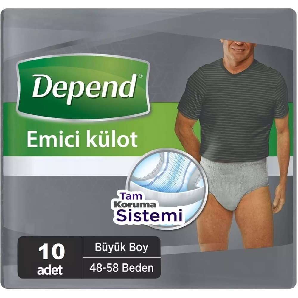 Depend Emici Külot Hasta Bezi Large - Büyük Erkek 30 Adet (3PK*10)