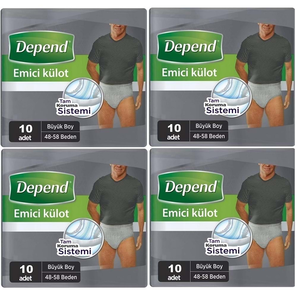 Depend Emici Külot Hasta Bezi Large - Büyük Erkek 40 Adet (4PK*10)