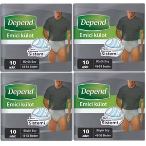 Depend Emici Külot Hasta Bezi Large - Büyük Erkek 40 Adet (4PK*10)