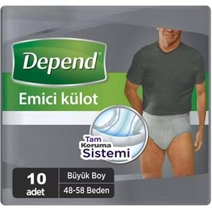 Depend Emici Külot Hasta Bezi Large - Büyük Erkek 50 Adet (5PK*10)