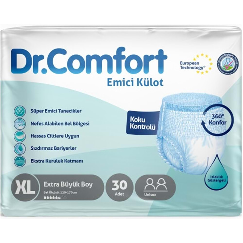 Dr.Comfort Hasta Bezi Yetişkin Emici Külot Ekstra Büyük (XL) 180 Adet (6Pk*30)