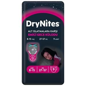 Drynites Emici Gece Külodu/Külot Bez Kız 8-15 Yaş (27-57KG) Large 27 Adet (3PK*9) (Alt Islatmalara Karşı)