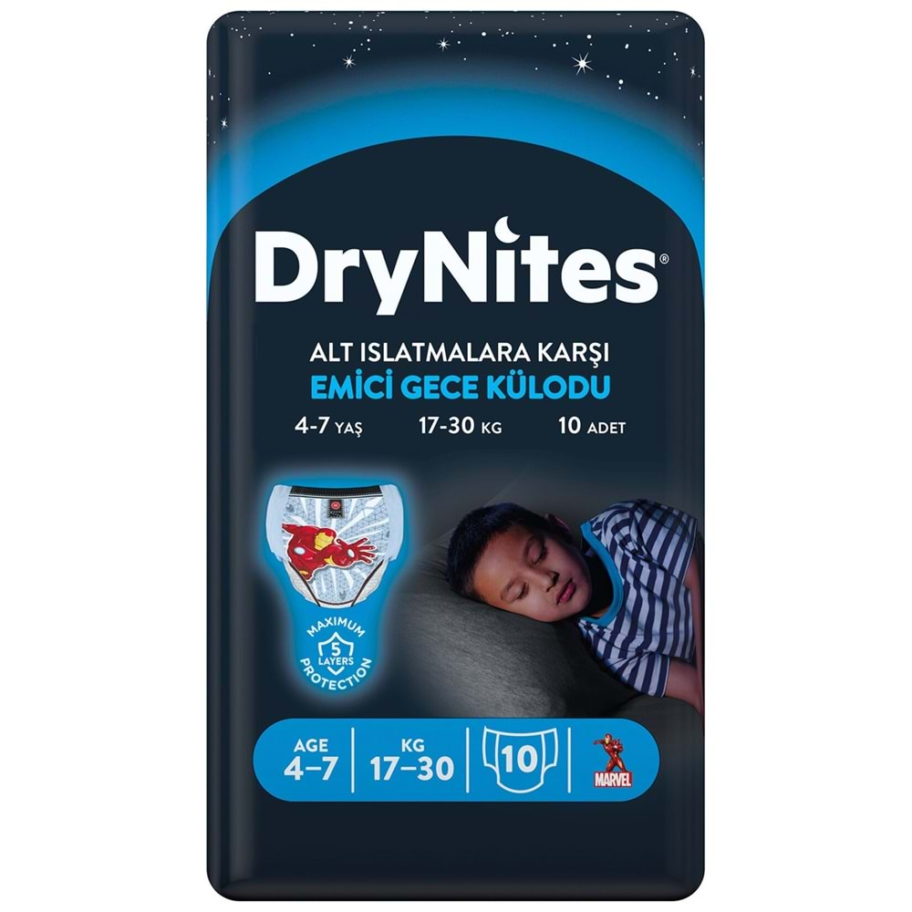 Drynites Emici Gece Külodu/Külot Bez Erkek 4-7 Yaş (17-30KG) Small 60 Adet (6PK*10) (Alt Islatmalara Karşı)