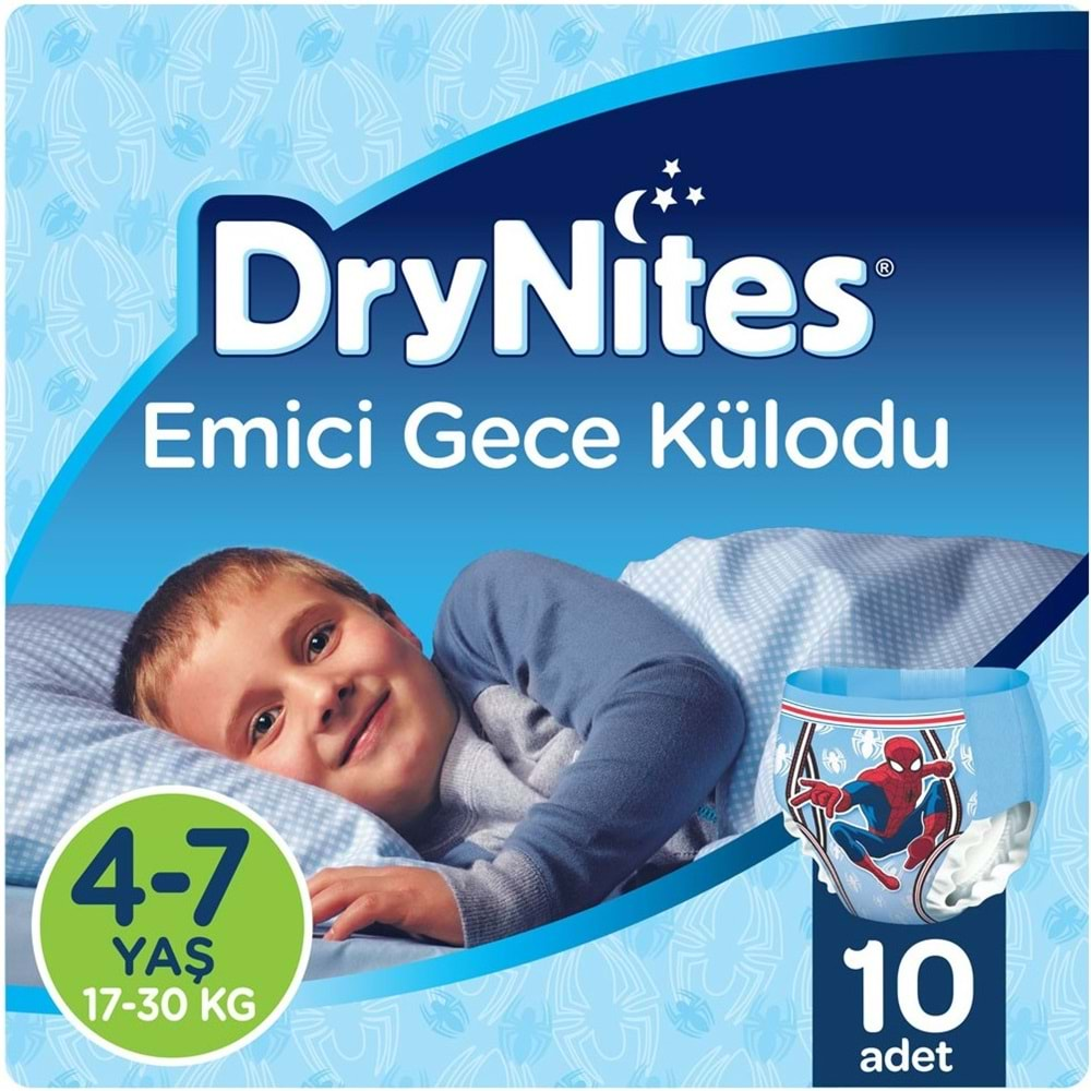 Drynites Emici Gece Külodu/Külot Bez Erkek 4-7 Yaş (17-30KG) Small 60 Adet (6PK*10) (Alt Islatmalara Karşı)