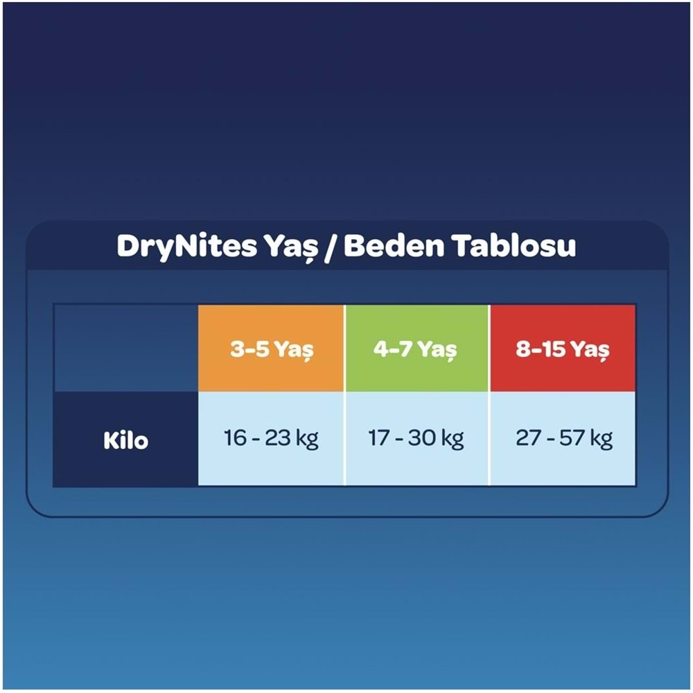 Drynites Emici Gece Külodu/Külot Bez Erkek 8-15 Yaş (27-57KG) Large 18 Adet (2PK*9) (Alt Islatmalara Karşı)