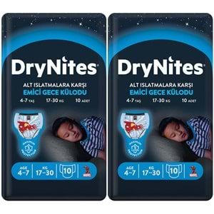 Drynites Emici Gece Külodu/Külot Bez Erkek 4-7 Yaş (17-30KG) Small 20 Adet (2PK*10) (Alt Islatmalara Karşı)