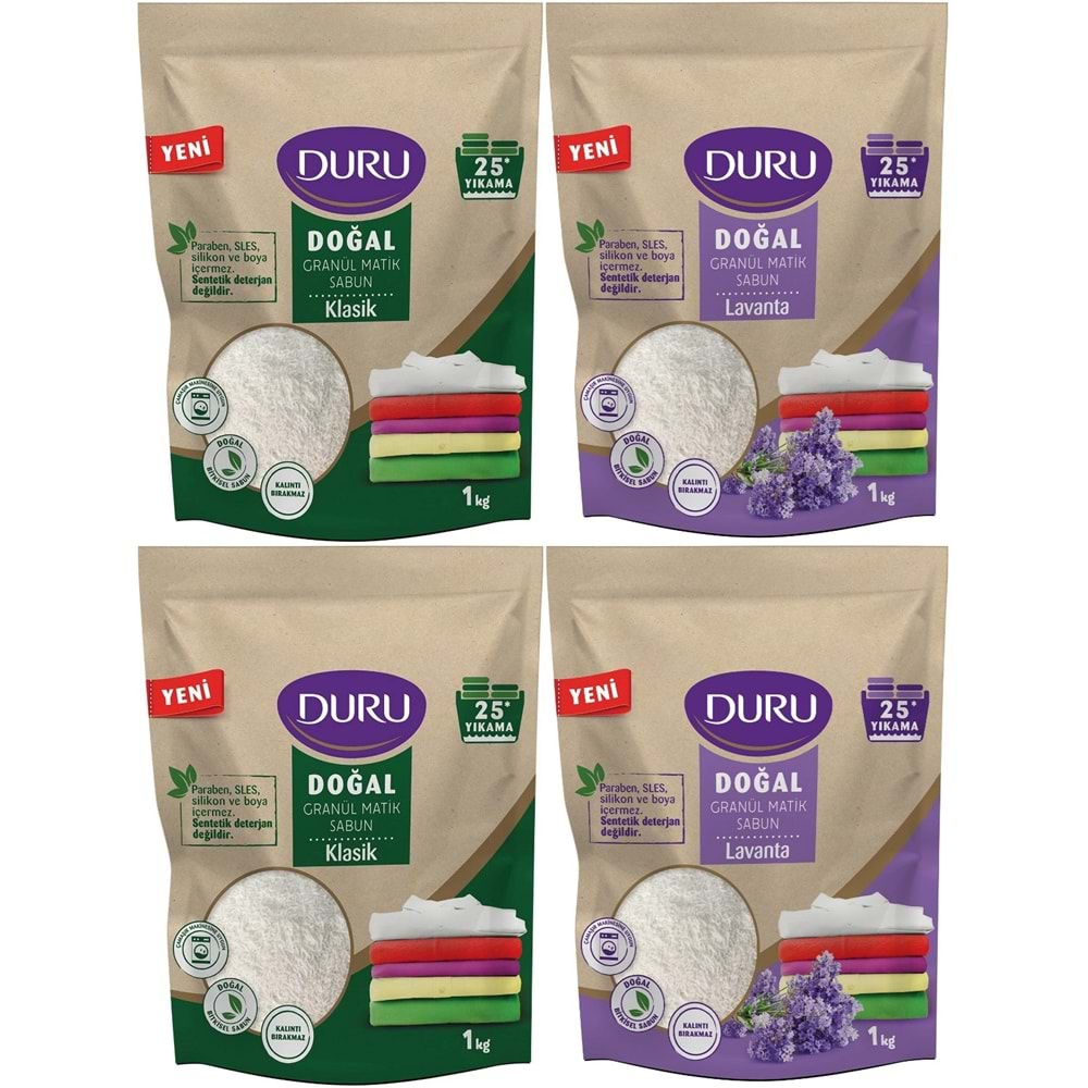 Duru Doğal Granül Matik SabunTozu Karma Set (Klasik/Lavanta) 4KG (100 Yıkama)