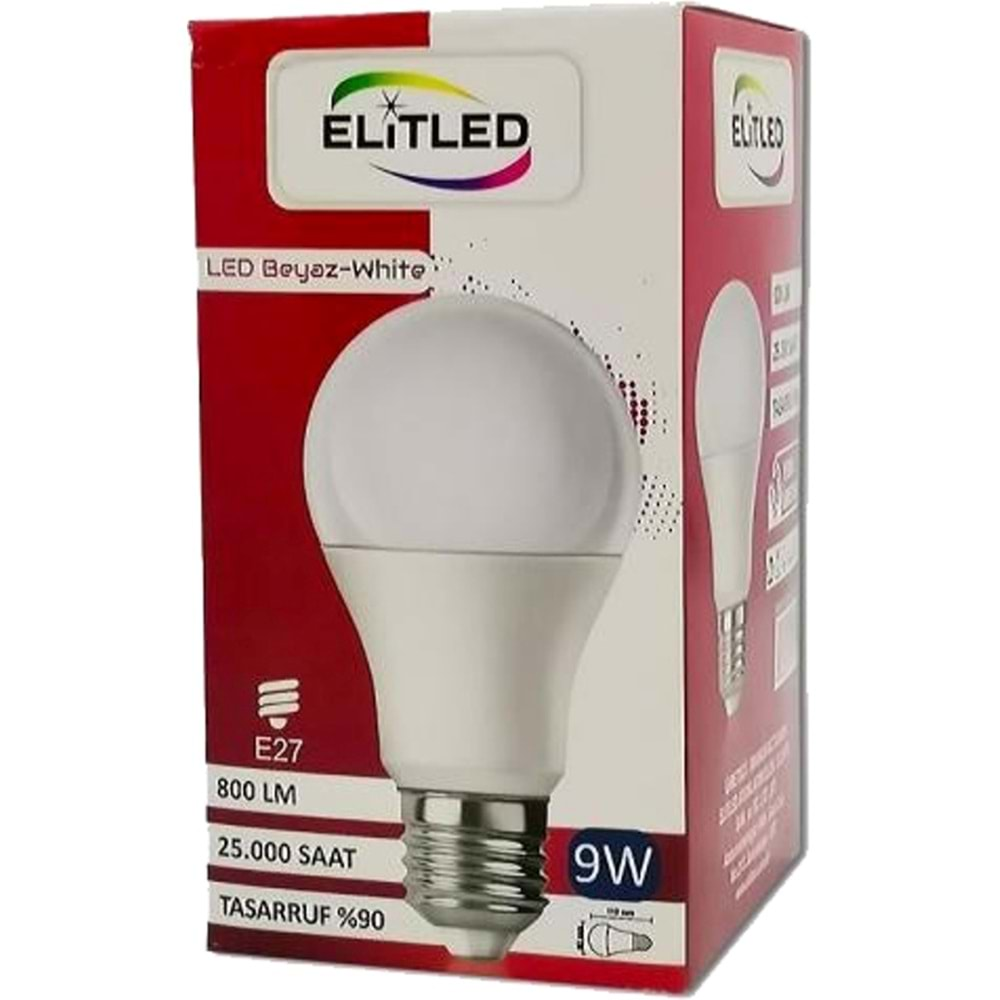 Elitled Led Ampül Beyaz-White 9W (24 Lü Set)