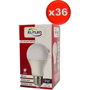 Elitled Led Ampül Beyaz-White 9W (36 Lı Set)