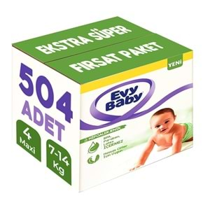 Evy Baby Bebek Bezi Beden:4 (7-14KG) Maxi 504 Adet Ekstra Süper Fırsat Pk