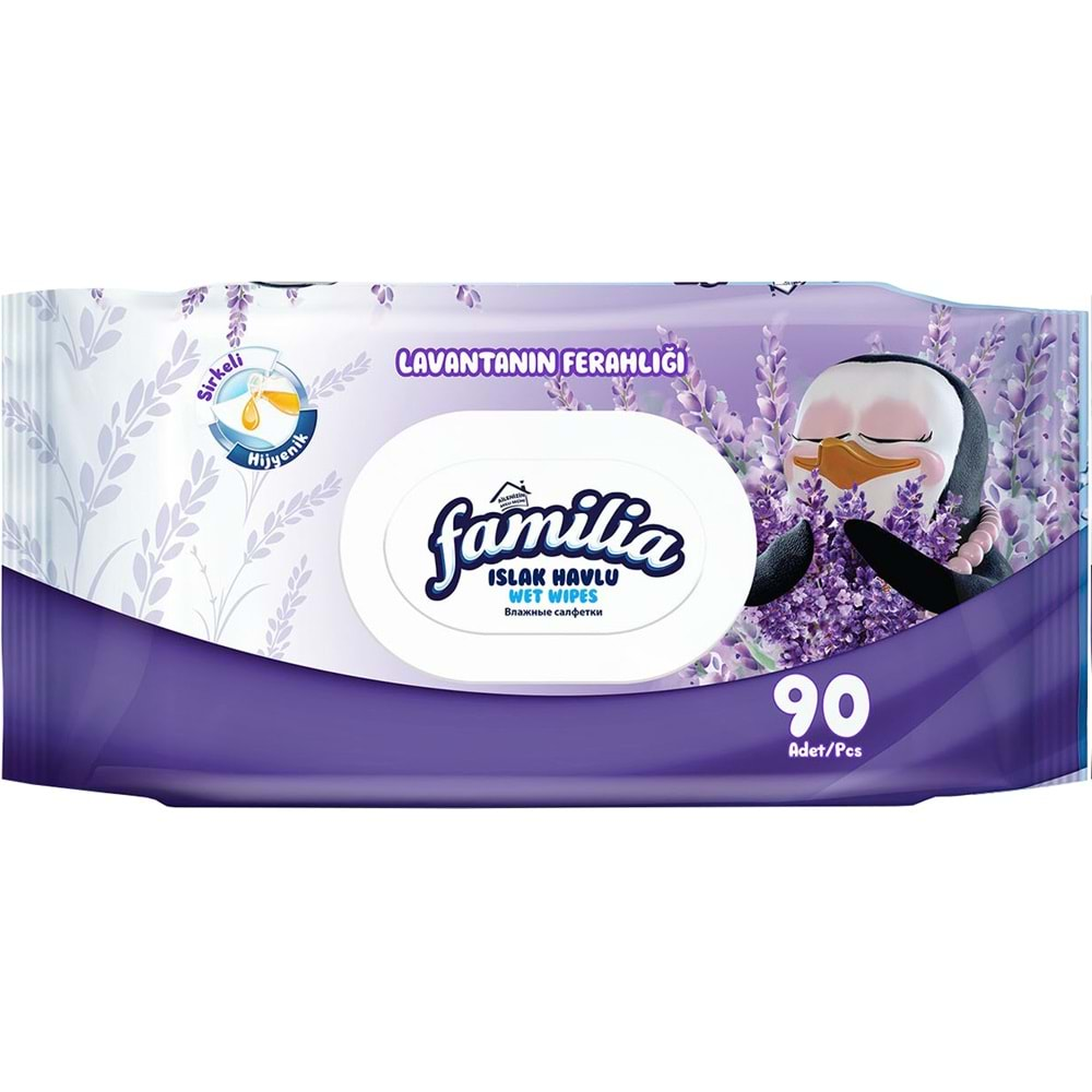 Familia Islak Havlu Mendil 90 Yaprak Karma 3 Lü Set (Lavanta-Mineral-Yeşilin Tazeliği) 270 Yaprak