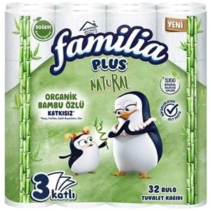 Familia Plus Tuvalet Kağıdı 3 Katlı 64 Lü Paket Natural Organik Bambu Özlü (2PK*32)