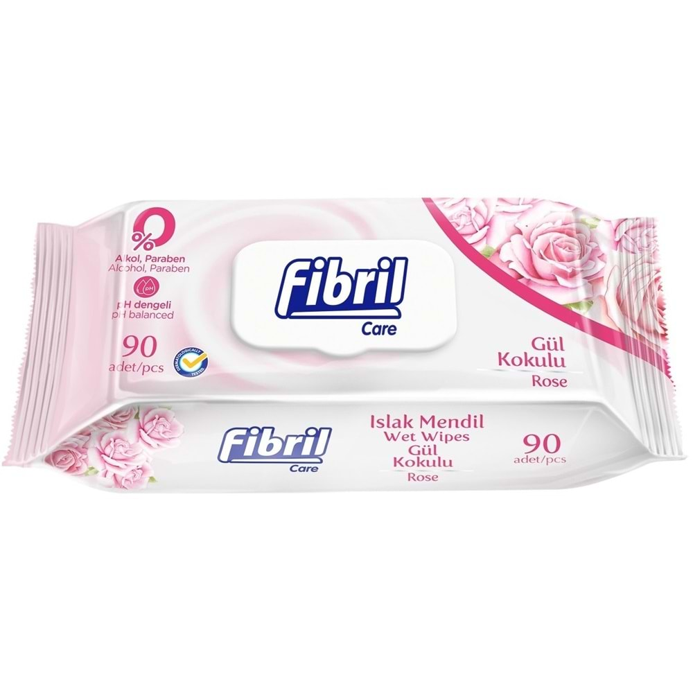 Fibril Islak Havlu Mendil 90 Yaprak Gül Plastik Kapaklı (2 Li Set) 180 Yaprak