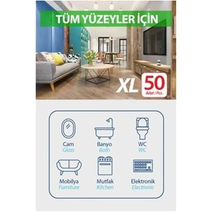 Fibril Yüzey Temizlik Havlusu 50 Yaprak XL Temizlik Kokulu 2 Li Set 100 Yaprak Plastik Kapaklı