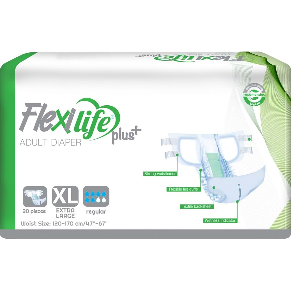 Flexi Life Yetişkin Hasta Bezi Bel Bantlı Tekstil Yüzeyli XL Ekstra Büyük (60 Adet)