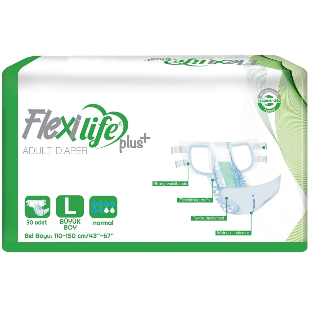 Flexi Life Yetişkin Hasta Bezi Bel Bantlı Tekstil Yüzeyli L Büyük (60 Adet)