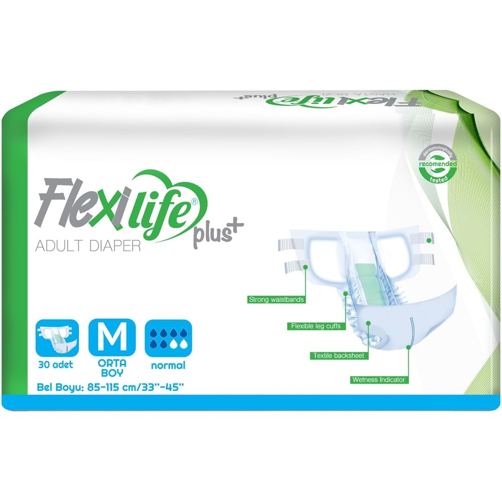 Flexi Life Yetişkin Hasta Bezi Bel Bantlı Tekstil Yüzeyli Medium Orta 60 Adet