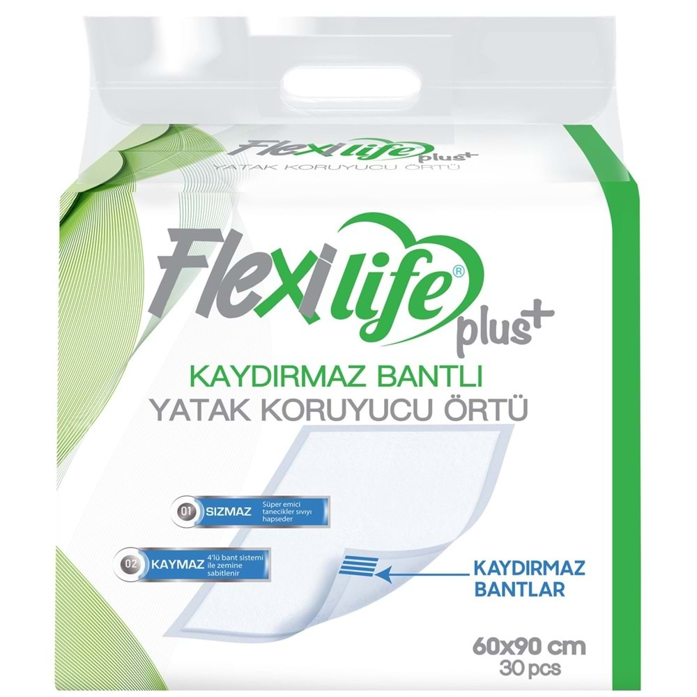 Flexi Life Yetişkin Hasta Bezi Bel Bantlı Tekstil Yüzeyli Orta 30 Adet + Yatak Koruyucu Örtü 30 Adet