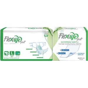 Flexi Life Yetişkin Hasta Bezi Bel Bantlı Tekstil Yüzeyli L 30 Adet + Yatak Koruyucu Örtü 30 Adet