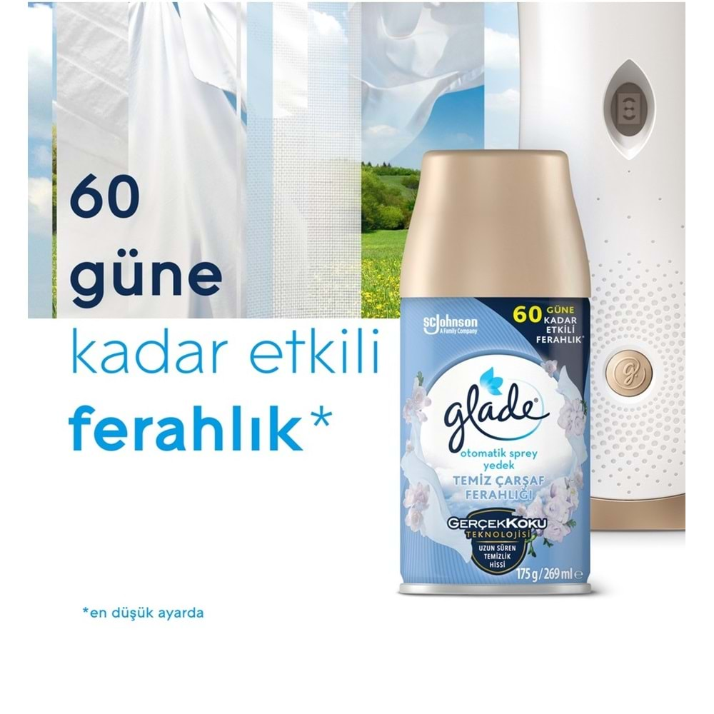 Glade Oda Kokusu Otomatik Sprey Yedek 269ML (4 Lü Set) Temiz Çarşaf Ferahlığı (2PK*2)