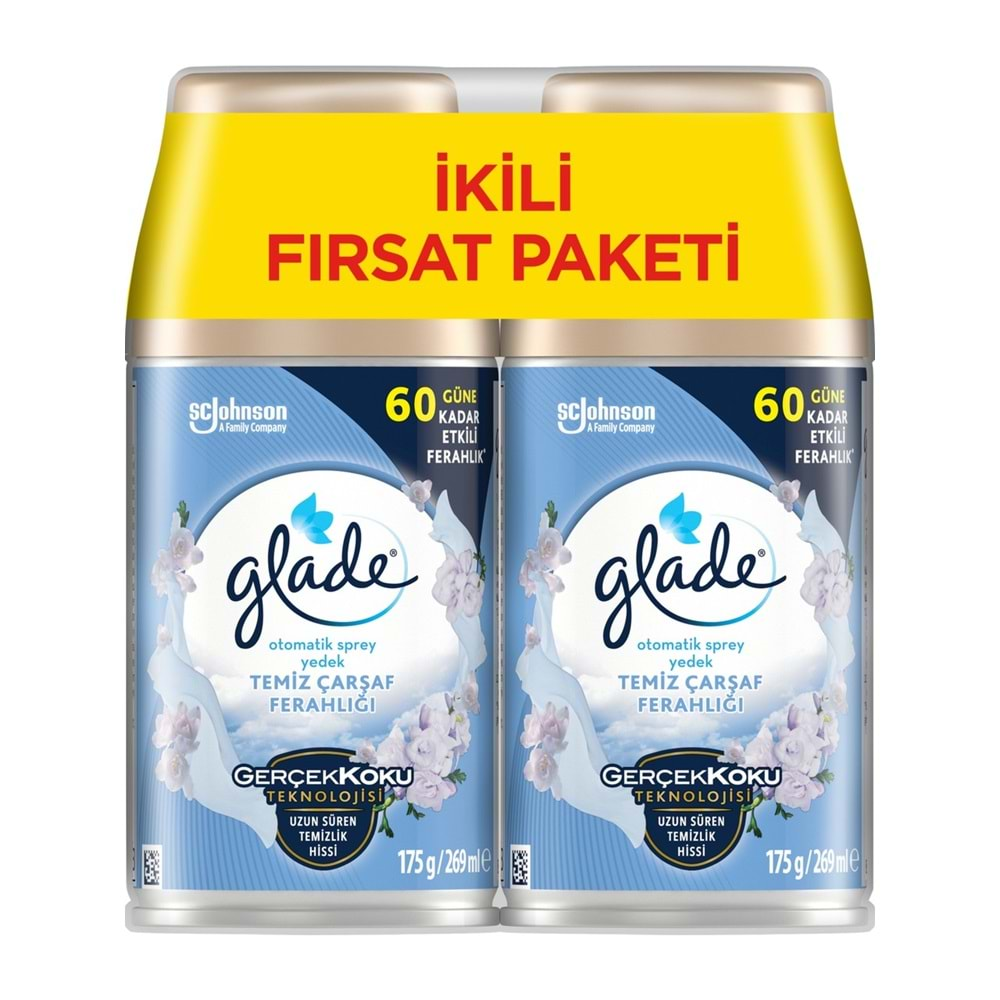 Glade Oda Kokusu Otomatik Sprey Yedek 269ML (12 Li Set) Temiz Çarşaf Ferahlığı (6PK*2)