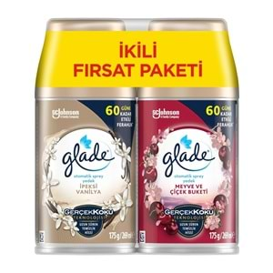 Glade Oda Kokusu Otomatik Sprey Yedek 269ML (12 Li Set) İpeksi Vanilya ve Meyve Çiçek Buketi (6PK*2)