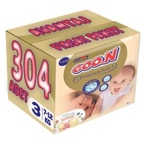 Goon Premium Soft Bebek Bezi Beden:3 (7-12Kg) Midi 304 Adet Avantaj Fırsat Pk