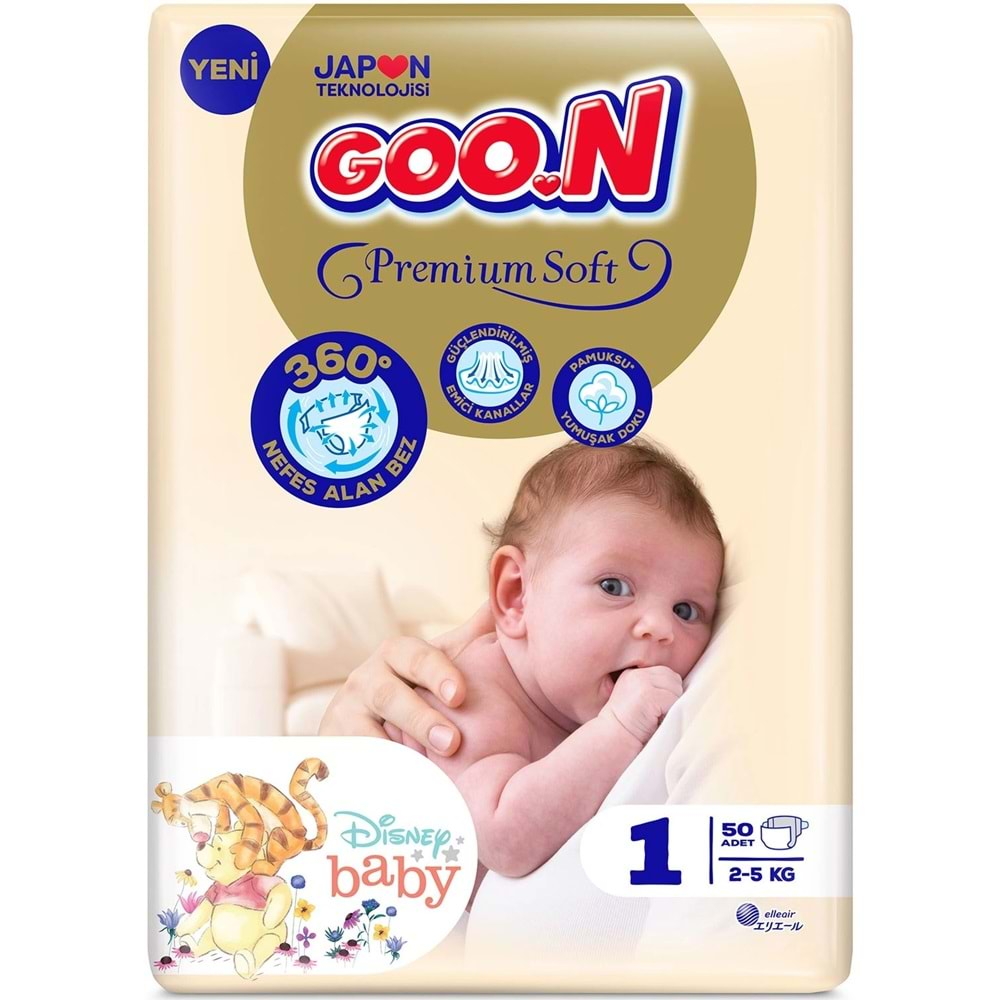 Goon Premium Soft Bebek Bezi Beden:1 (2-5Kg) Yeni Doğan 100 Adet Jumbo Ekonomik Pk