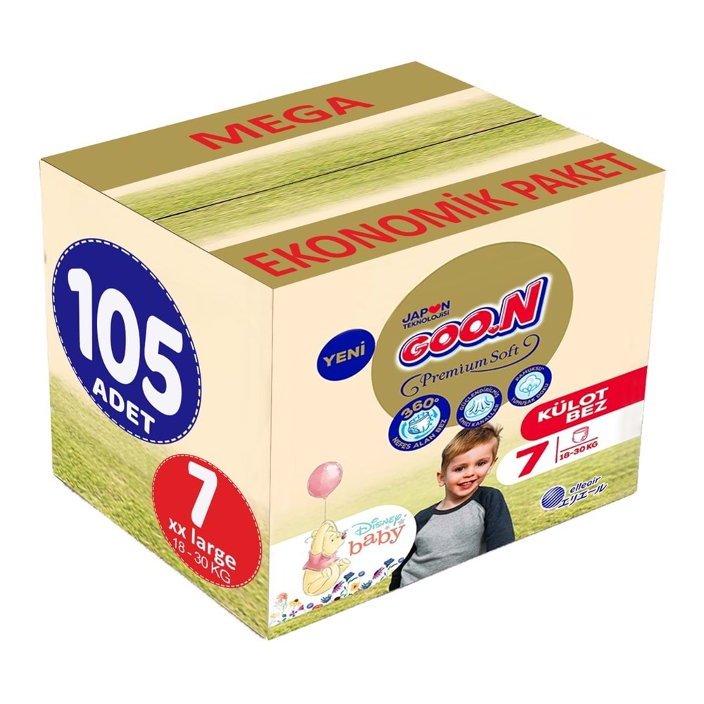 Goon Premium Soft Külot Bebek Bezi Beden:7 (18-30Kg) XX Large 105 Adet Mega Ekonomik Pk